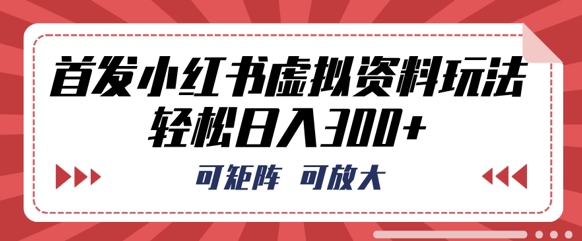 首发小红书虚拟资料玩法，可矩阵，可放大，轻松日入3张-爱上资源站
