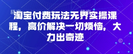 淘宝付费玩法无界实操课程,高价解决一切烦恼,大力出奇迹-爱上资源站