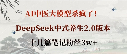 AI中医大模型杀疯了!DeepSeek中式养生2.0版本,十几篇笔记粉丝3w+-爱上资源站