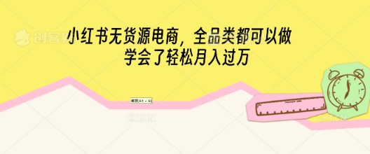 小红书无货源电商,全品类都可以做,学会了轻松月入过W-爱上资源站