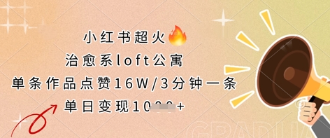 小红书超火的治愈系loft公寓,单条作品点赞16W,3分钟一条,单日变现数张-爱上资源站