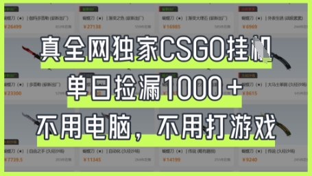 真全网独家CSGO挂G,单日捡漏1k+【揭秘】-爱上资源站