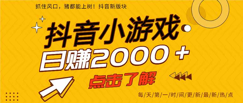 （14319期）抖音小游戏，最新风口项目，亲测单游戏2000+感兴趣点击了解。-爱上资源站