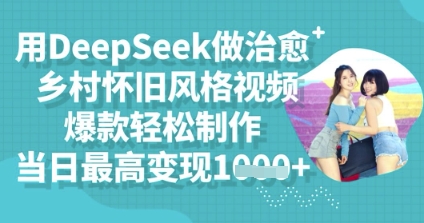 用DeepSeek做治愈乡村怀旧风格视频,爆款轻松制作,当日最高变现多张-爱上资源站